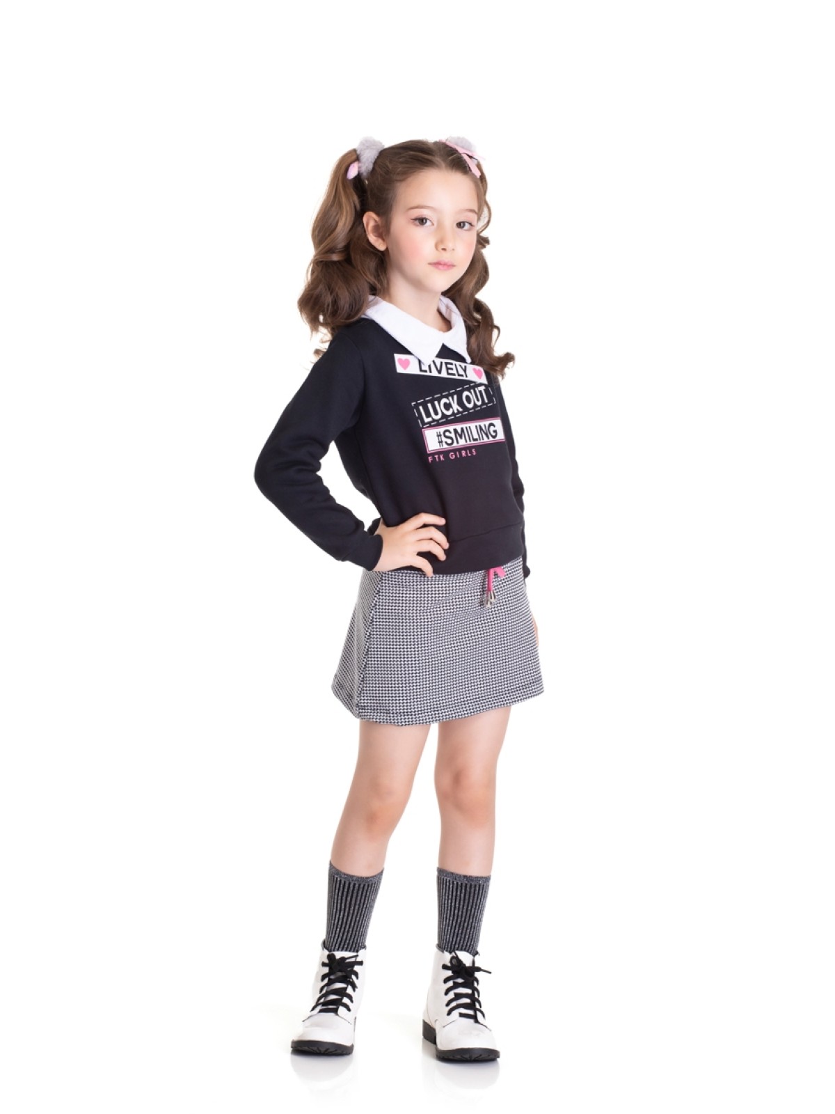 CONJUNTO INFANTIL FEMININO SMILING PRETO 2444 - FTK BRAND 