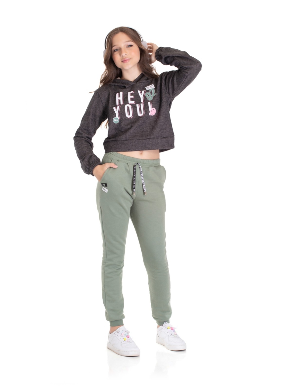 CONJUNTO TEEN FEMININO HEY YOU PRETO 2452 - FTK BRAND 