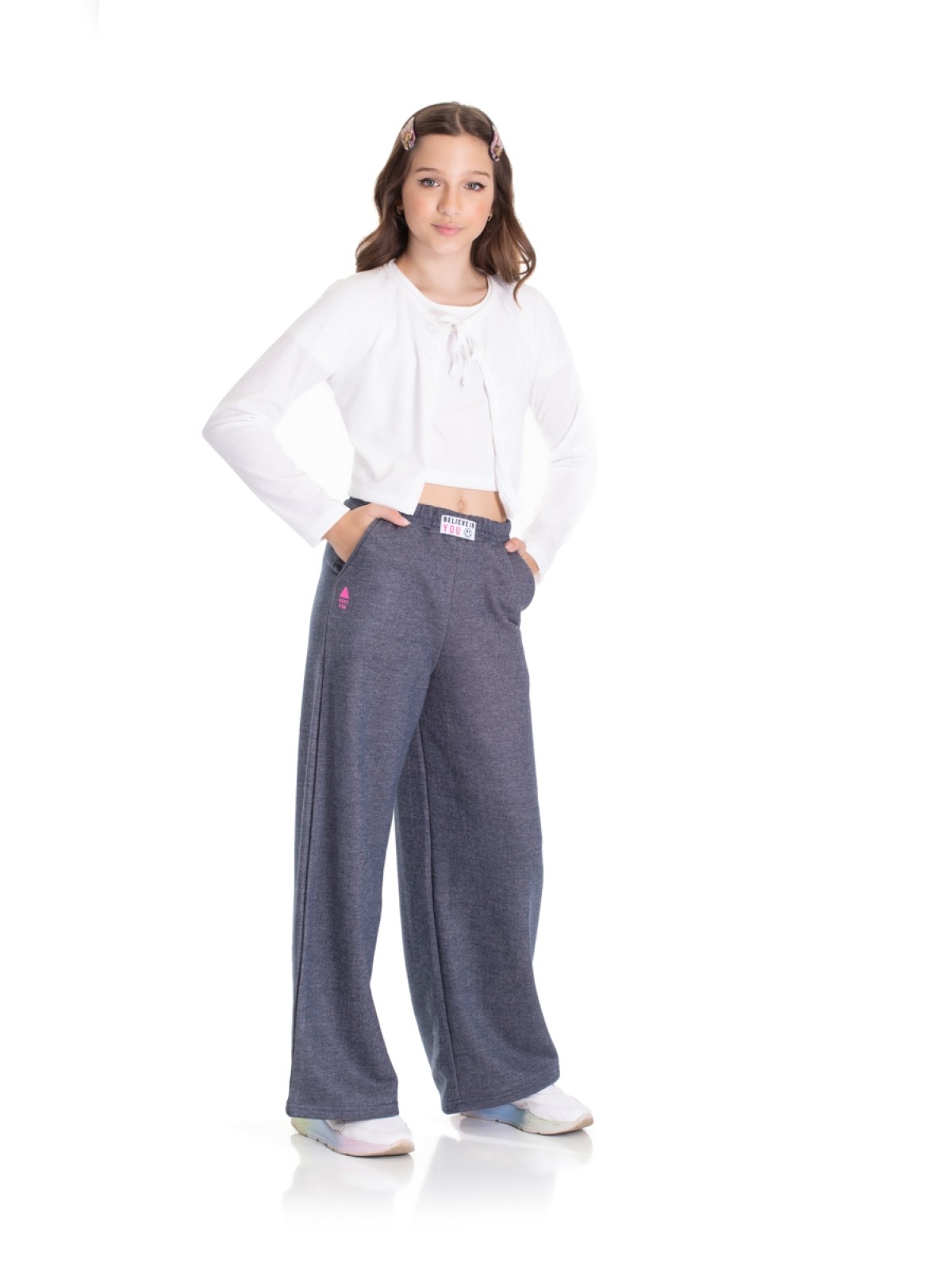 CALÇA  WIDE LEG TEEN FEMININA YOU MARINHO 2456 - FTK BRAND 