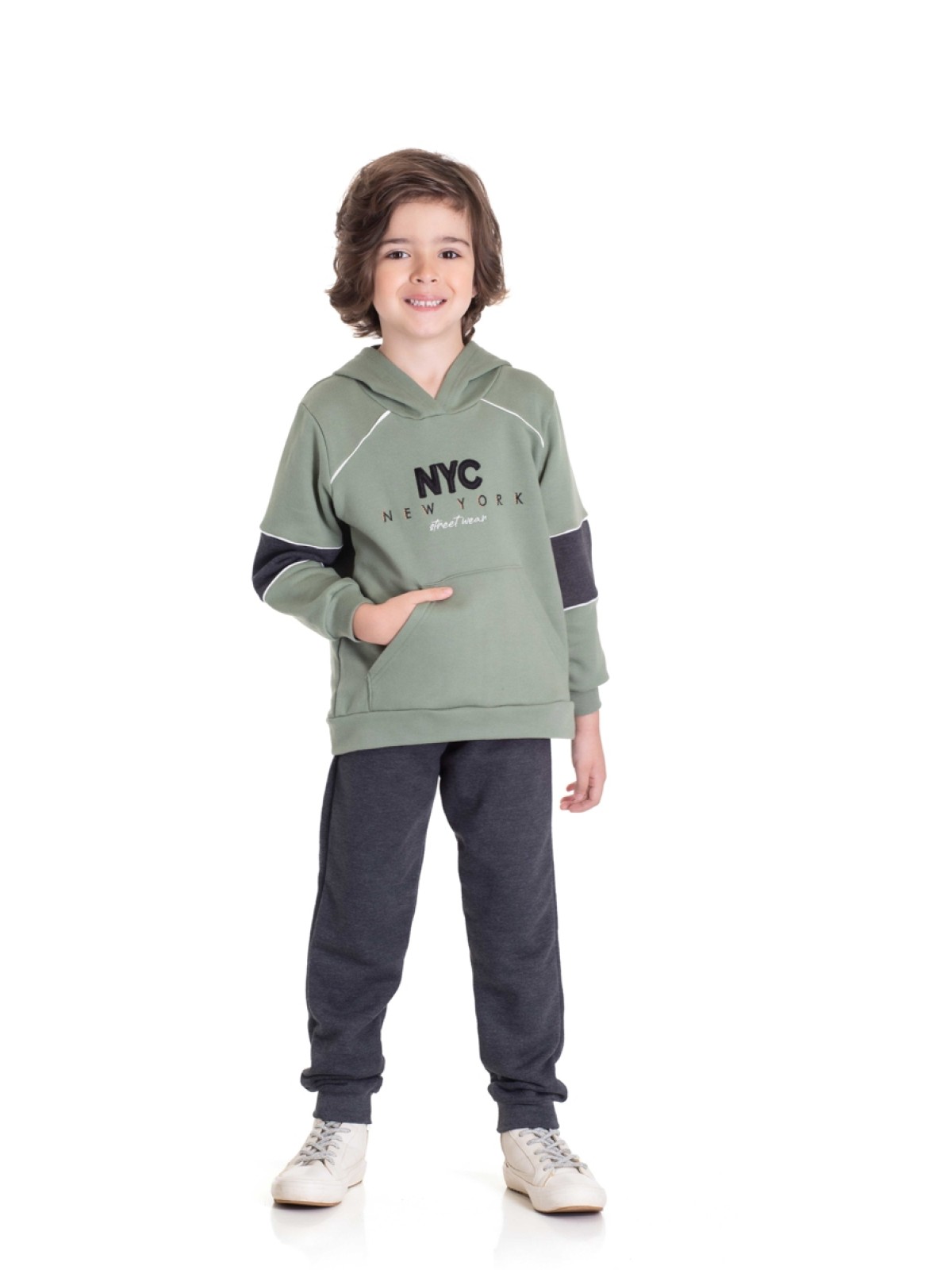 CONJUNTO INFANTIL MASCULINO NYC VERDE CHÁ 2467 - FTK BRAND  