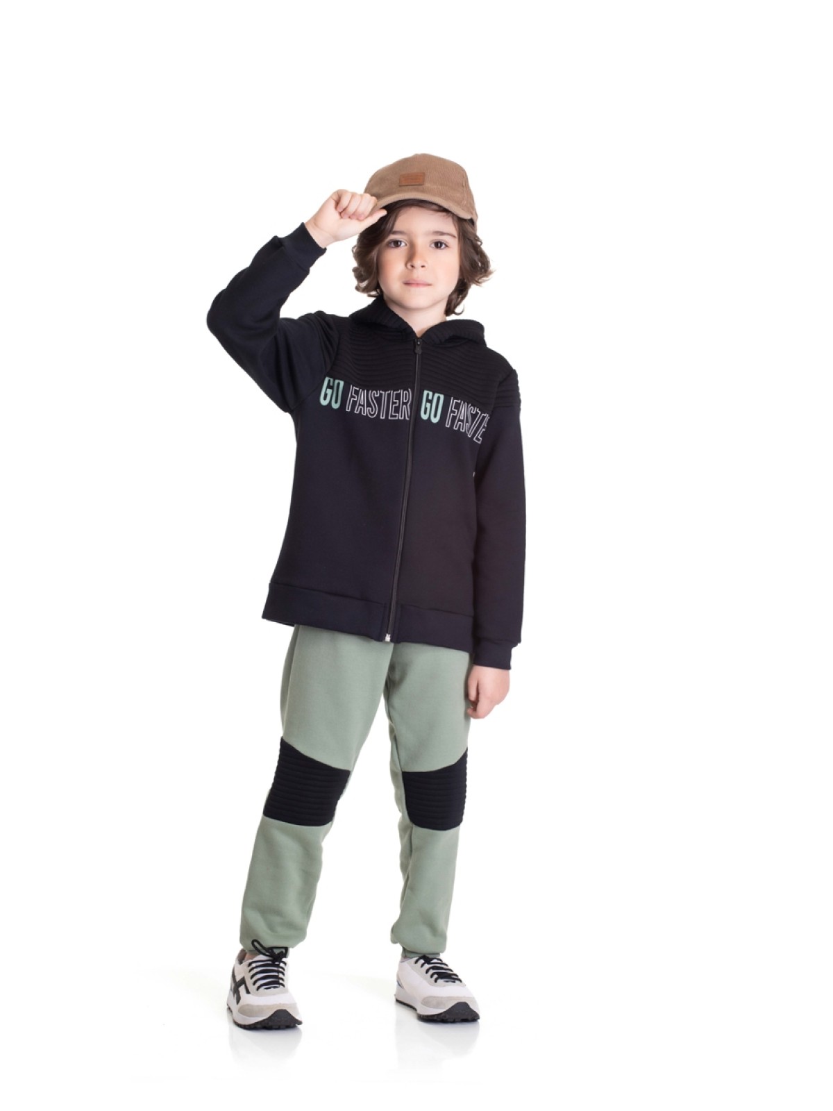 CONJUNTO INFANTIL  MASCULINO GO FASTER  PRETO 2471 - FTK BRAND 