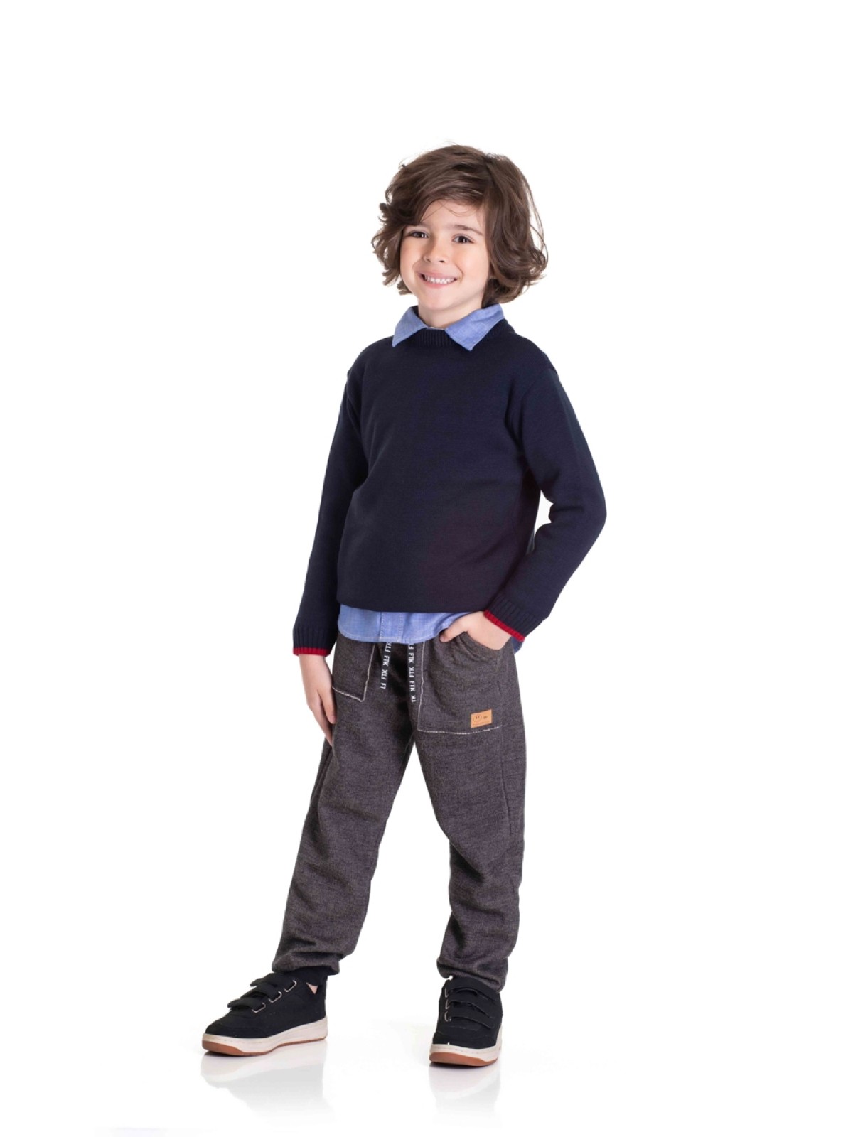 CALÇA INFANTIL MASCULINA HAPPINESS PRETO 2476 - FTK BRAND  