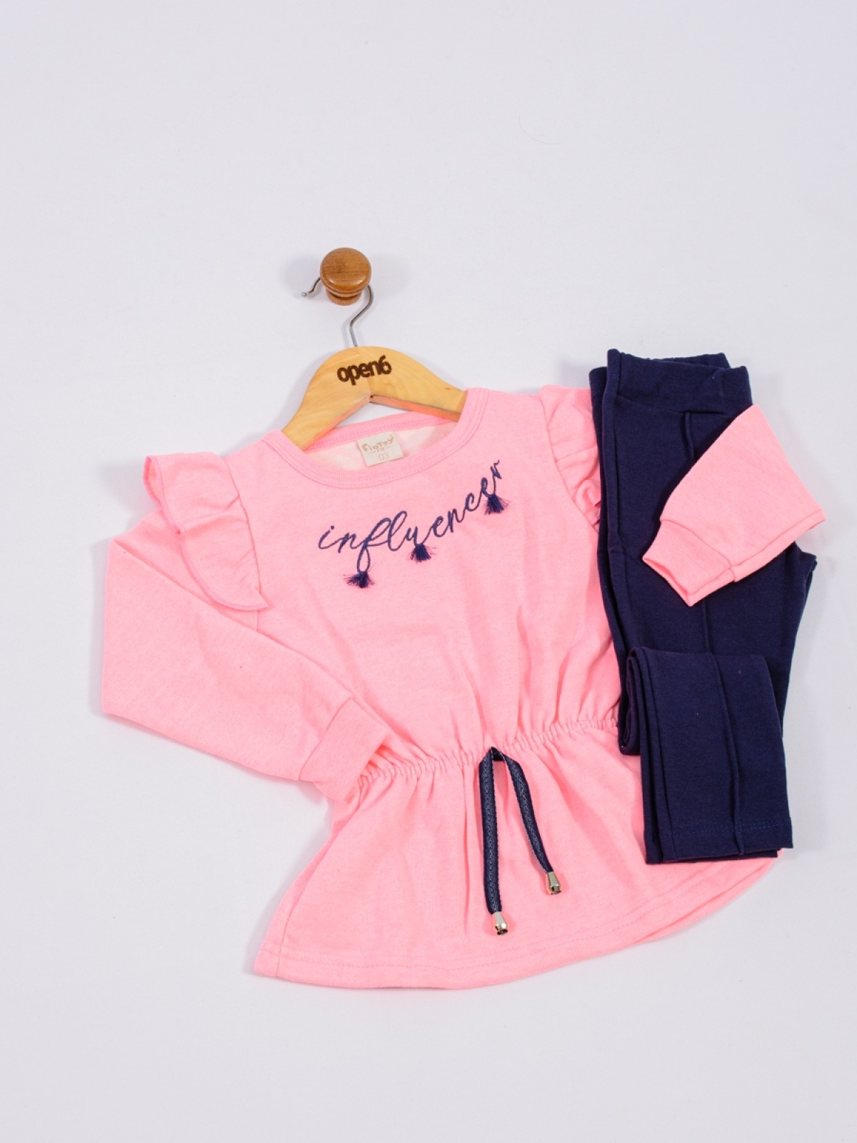 CONJUNTO INFANTIL FEMININO INFLUENCER ROSA NEON 2431 - FTK BRAND 