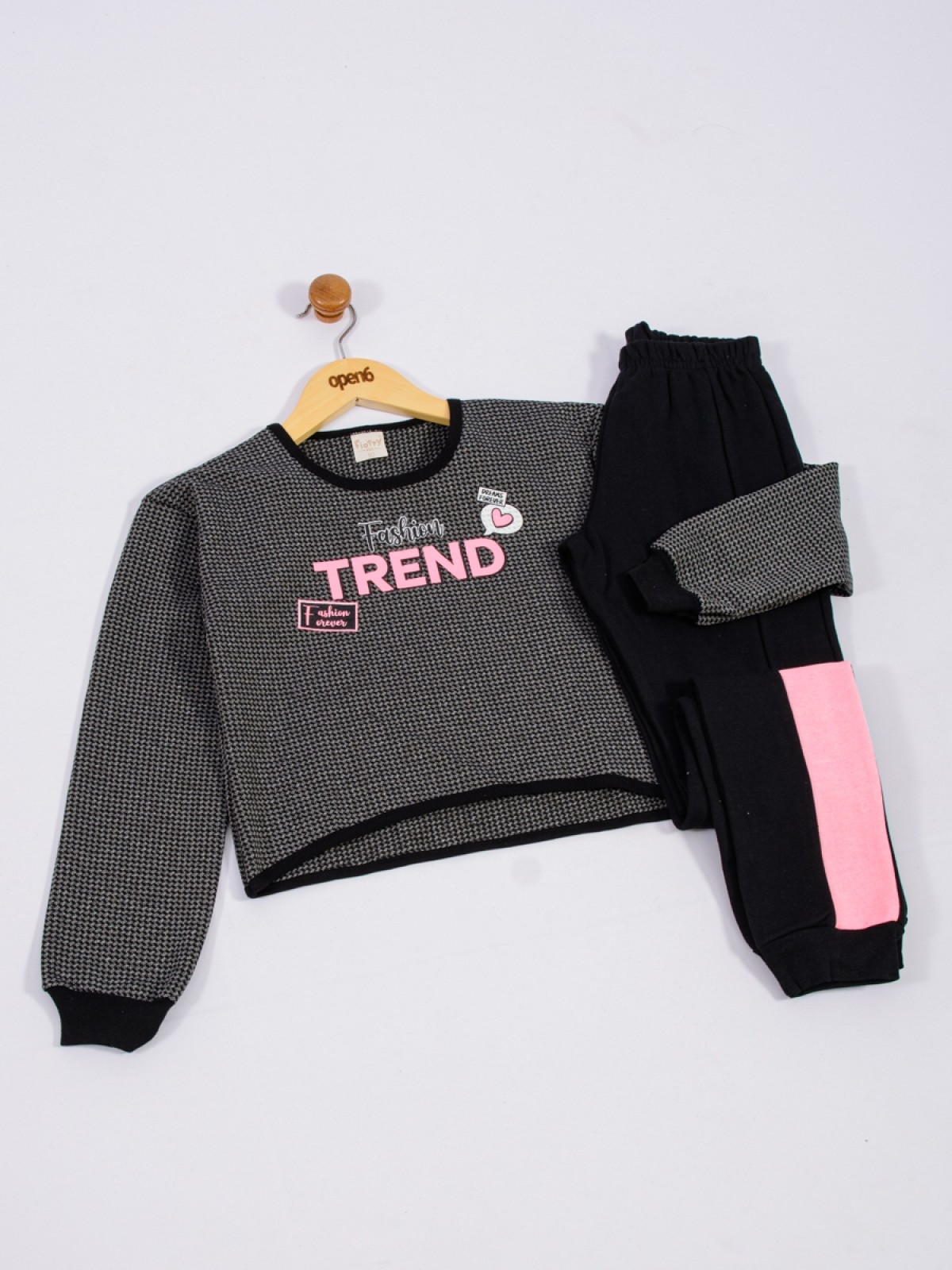 CONJUNTO INFANTIL FEMININO TREND MESCLA  E PRETO 2436 - FTK BRAND 