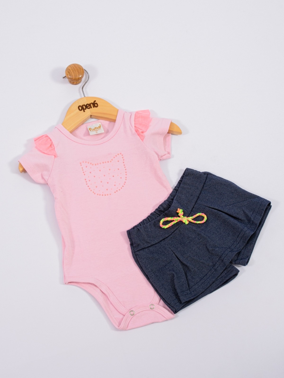 CONJUNTO BEBÊ FEMIININO GATINHA ROSA 2178 - FTK BRAND 