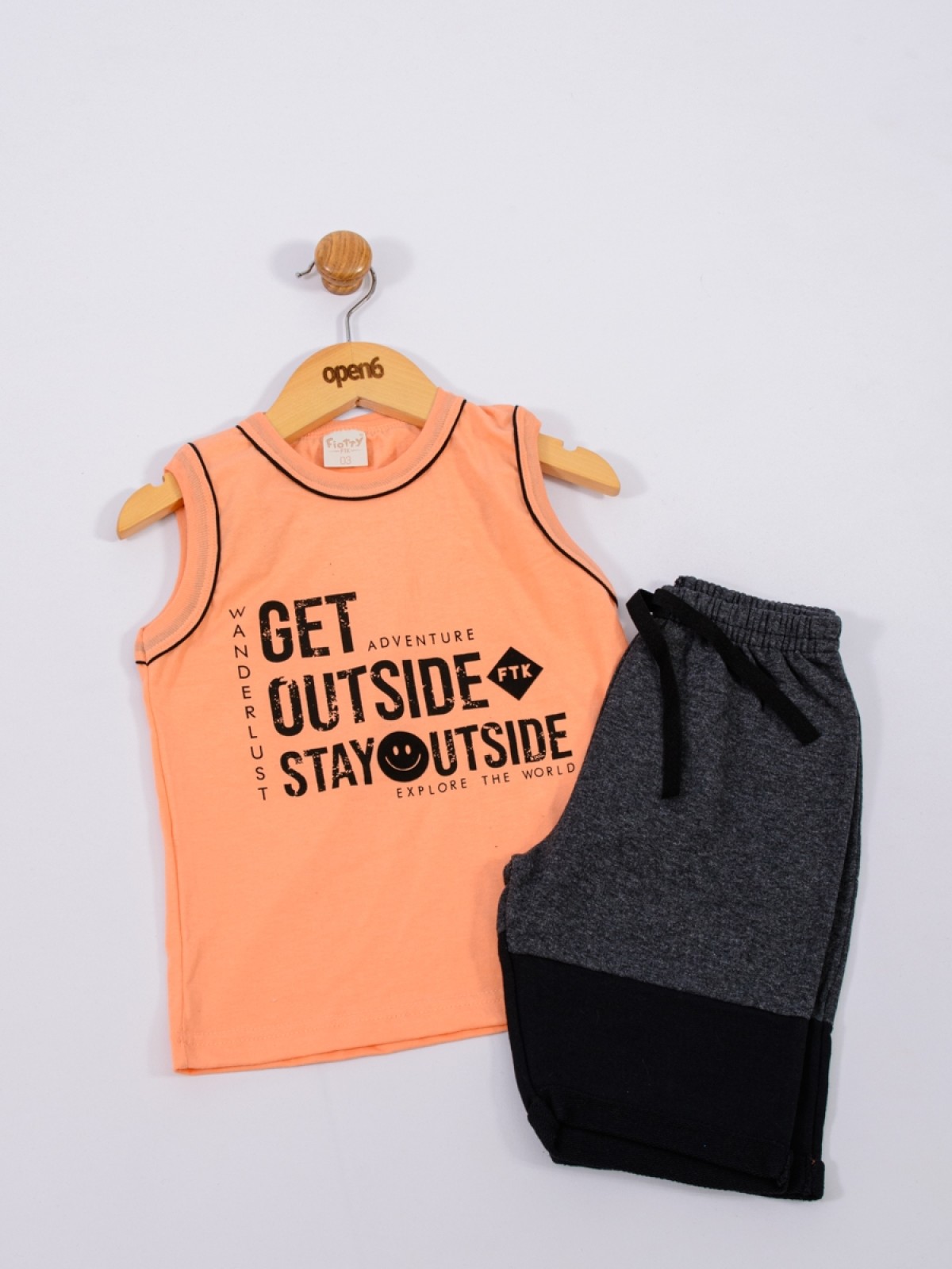 CONJUNTO INFANTIL MASCULINO ADVENTURE LARANJA 2391 - FTK BRAND
