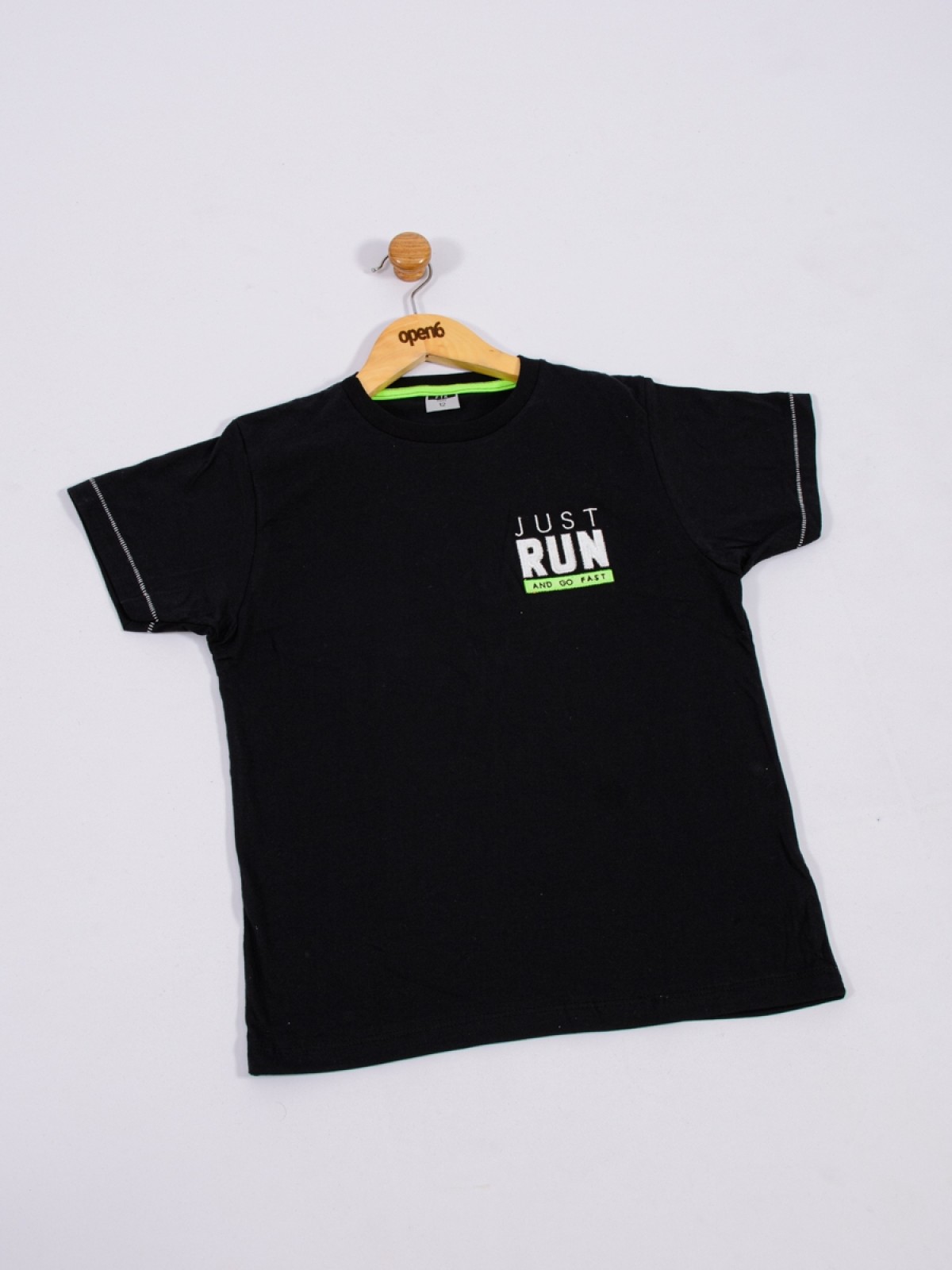 CAMISETA TEEN MASCULINO JUST RUN PRETA 2424 - FTK BRAND