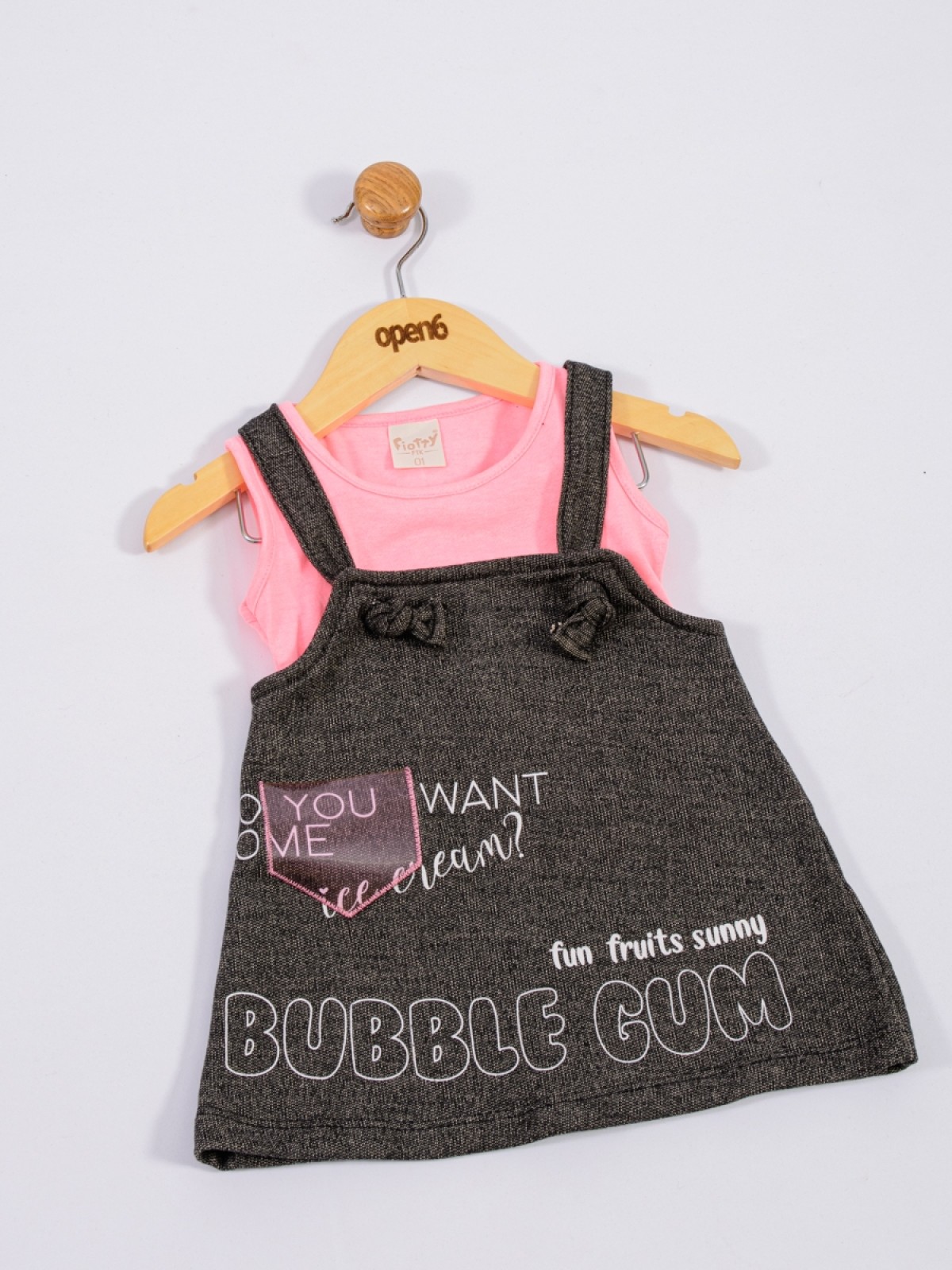 CONJUNTO INFANTIL FEMININO SALOPETE BUBBLE PRETO 2347 - FTK BRAND