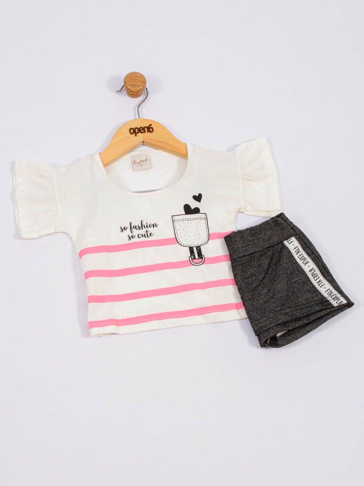 CONJUNTO INFANTIL FEMININO CUTE OFF WHITE 2353 - FTK BRAND 