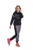 CONJUNTO INFANTIL FEMININO SHINE PRETO 2108 - FTK BRAND 