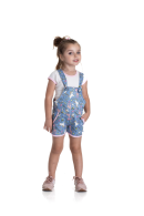 CONJUNTO INFANTIL FEMININO JARDINEIRA AZUL 2192 - FTK BRAND 