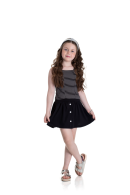 CONJUNTO INFANTIL FEMININO LISTRAS PRETO 2207 - FTK BRAND