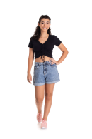 CROPPED TEEN FEMININO RIBANA PRETO 2384 - FTK BRAND 