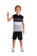 CONJUNTO INFANTIL MASCULINO THINGS PRETO 2401 - FTK BRAND 