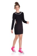VESTIDO TEEN  FEMININO MAKE IT HAPPEN  PRETO 2453 - FTK BRAND