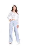CONJUNTO TEEN FEMININO BLUSA E CASACO CANELADO OFF WHITE  2455 - FTK BRAND 