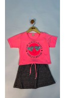 CONJUNTO INFANTIL FEMININO CORAÇÃO ROSA NEON 2370 - FTK BRAND 