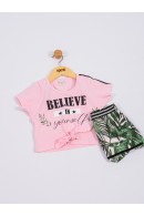 CONJUNTO INFANTIL FEMININO BELIEVE ROSA 2202 - FTK BRAND 