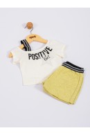 CONJUNTO INFANTIL FEMININO POSITIVE OFF WHITE 2198 - FTK BRAND