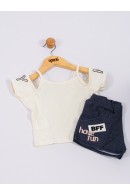 CONJUNTO INFANTIL FEMININO BEST FRIENDS OFF WHITE 2199 - FTK BRAND 