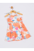 VESTIDO INFANTIL FEMININO FLORAL LARANJA 2344 - FTK BRAND 