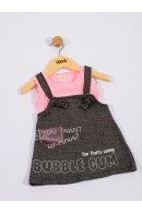 CONJUNTO INFANTIL FEMININO SALOPETE BUBBLE PRETO 2347 - FTK BRAND