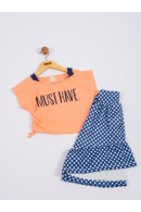 CONJUNTO INFANTIL FEMININO MUST HAVE LARANJA 2368 - FTK BRAND 