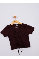 CROPPED TEEN FEMININO RIBANA VINHO 2384 - FTK BRAND 